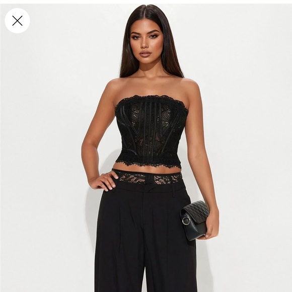 Fashion Nova Tops - Fashion Nova Black Lace Strapless Top